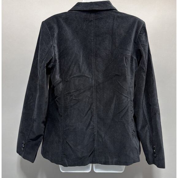 DENIM & CO WOMEN'S Medium Velveteen Blazer Jacket Black Career New - Picture 2 of 6